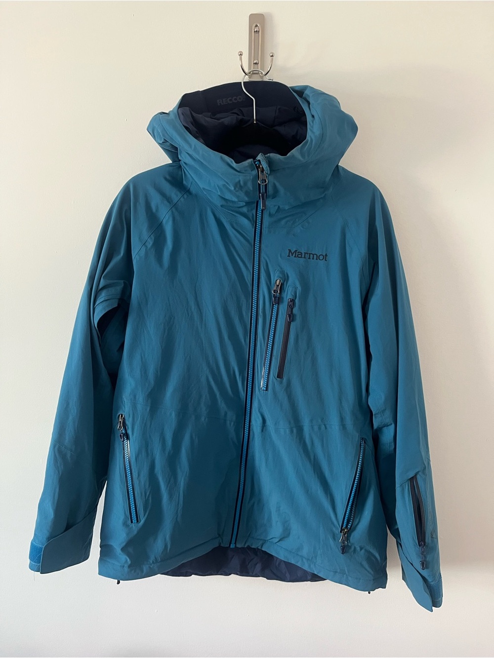Marmot Teal Blue Waterproof Ski Jacket with Hood